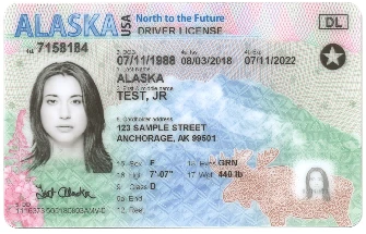 alaska driver's license with a black star on it real id