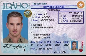 Man's star card REAL ID driver's license with a gold star on it