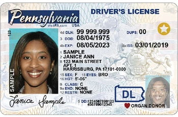 Pennsylvania driver's license with a star on it