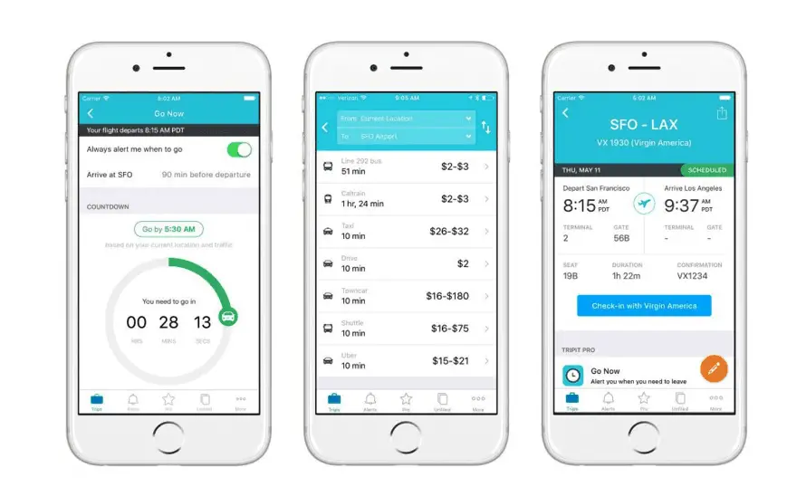 Travel app Tripit shown on iphone