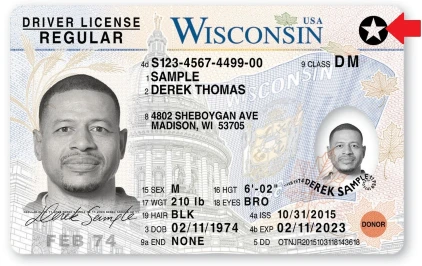 wisconsin license with a black star on it