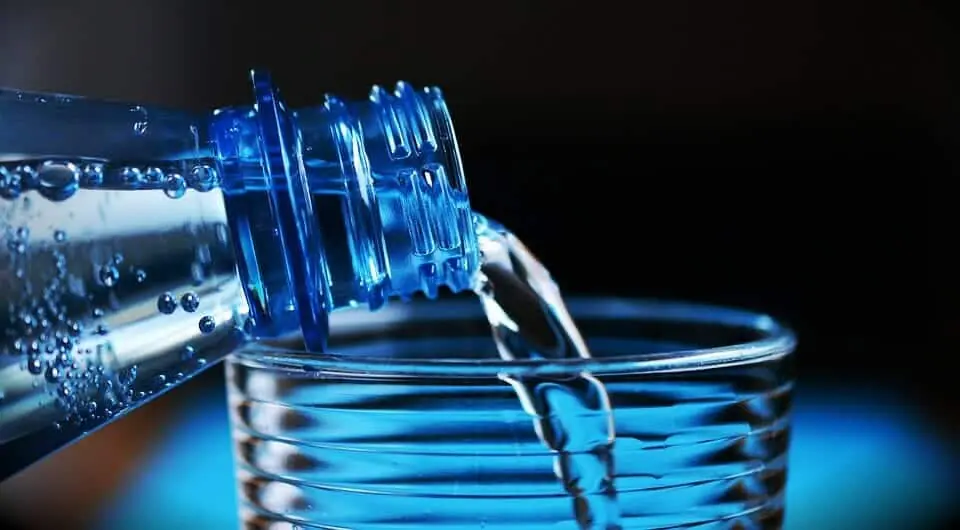 drinking water on a plane