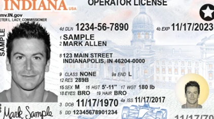 Indiana driver's license with black star on it
