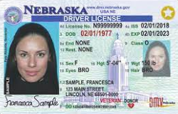 woman's nebraska drivers license gold star on it