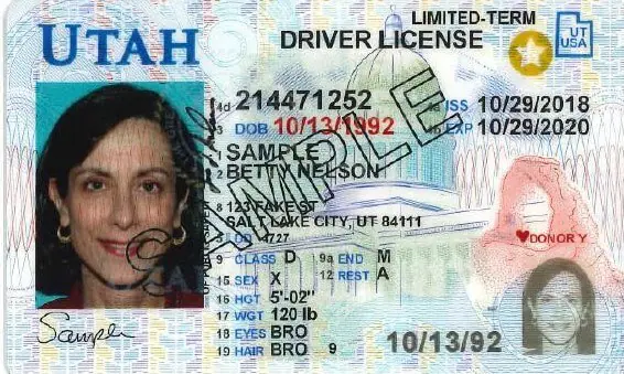 Utah driver license Real ID compliant woman's