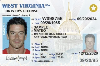 Gold star on driver's license in West Virginia