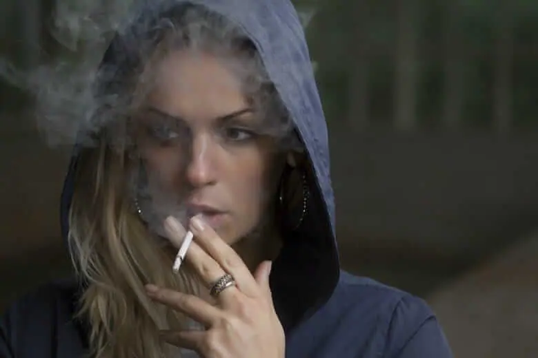 woman smoking a cigarette